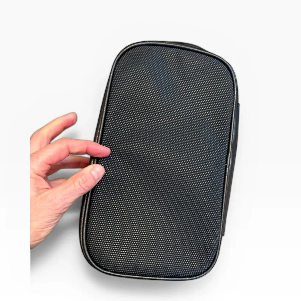 Black Leather Toiletries Bag